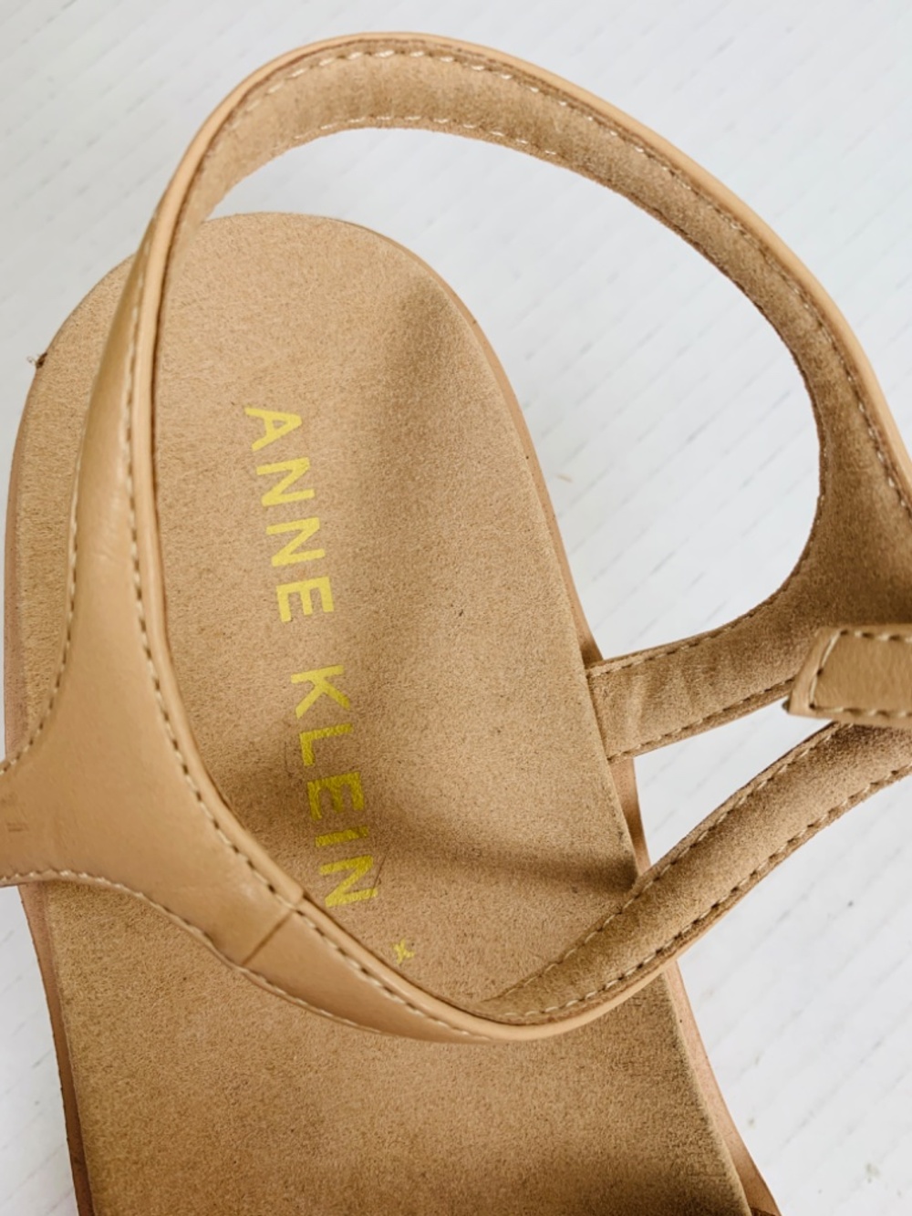 Anne Klein Virginia Rhinestone Platform Wedge Sandals Tan Beige 11M AKVIRGINIA - Picture 15 of 15